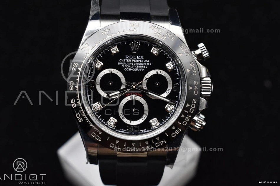 on 116519 Dial Oysterflex SA Rubber Strap BTF Best Edition Contemporary Diamonds Black 768 1:1 Daytona 0506